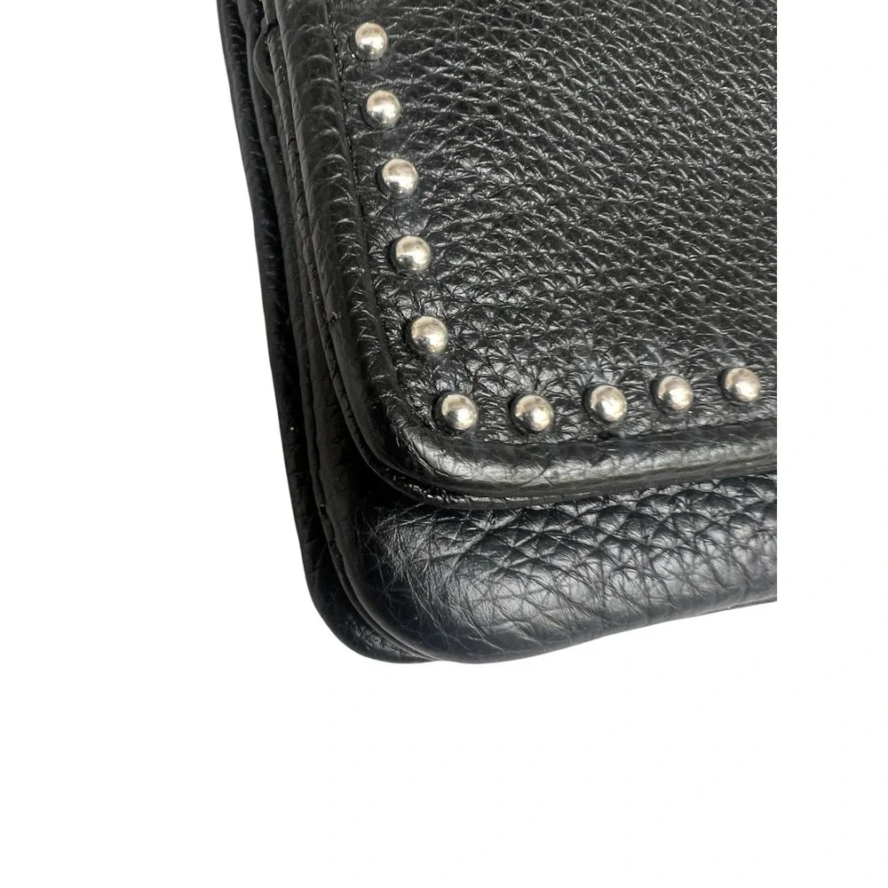 Brighton Pretty Tough Organizer Bag Black Leather Studded Bag Detachable Strap
